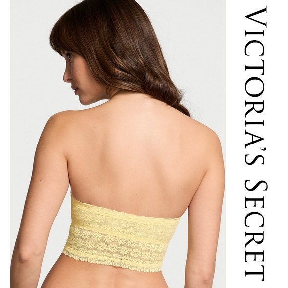 Victoria's Secret - Daisy Lace Lightly Lined Bandeau Top - Lrg - Yellow - Picture 2 of 4